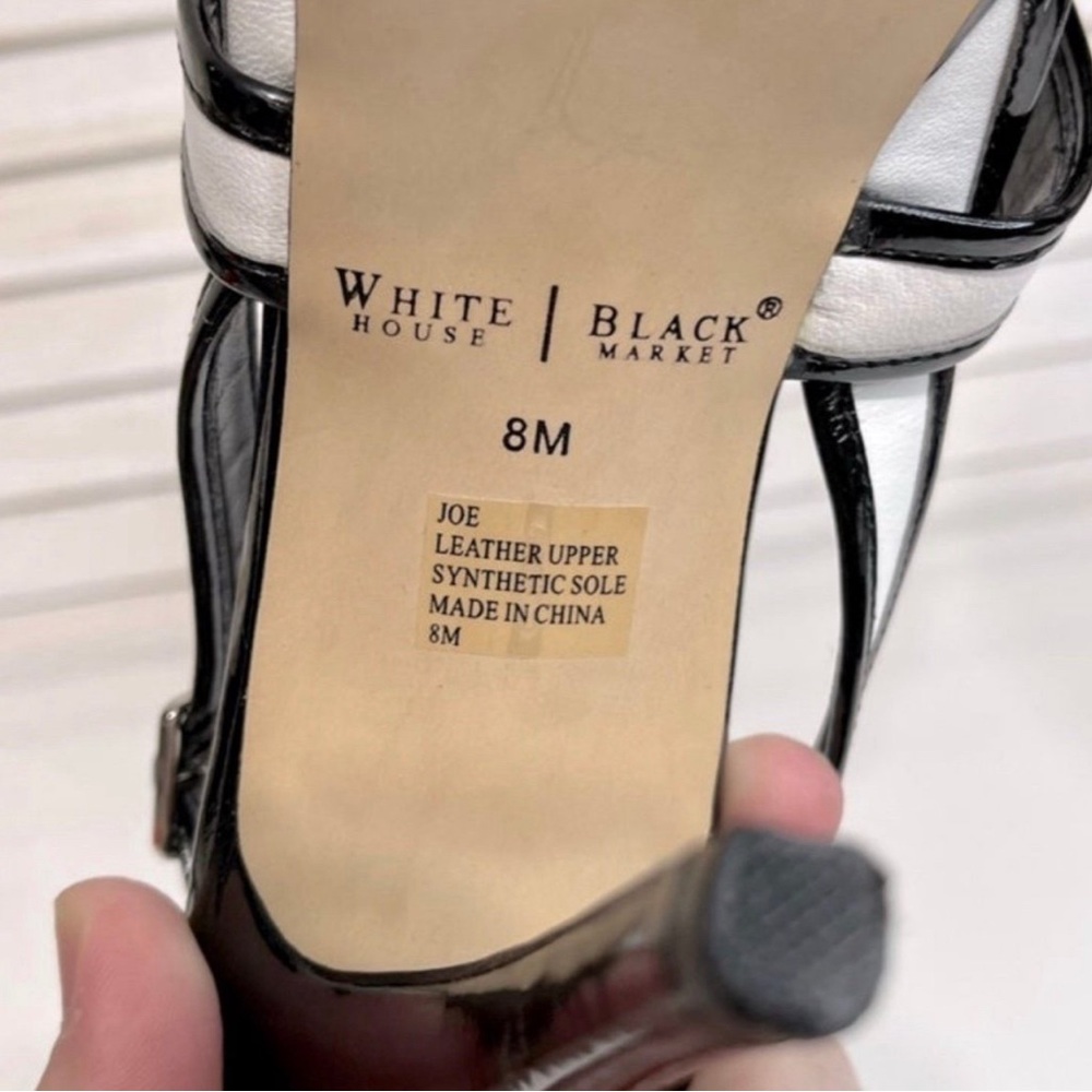 WHBM Black & White Patent Leather Heels Size 8M PRICE FIRM - Picture 7 of 11